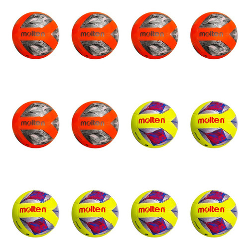 Paquete 12 Balones Futbol Molten Vantaggio F5a1000 Mayoreo Color Naranja/amarillo