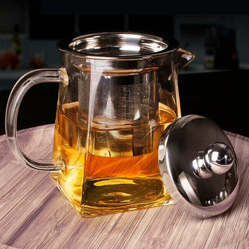 Imagen 4 de 10 de Tetera De Vidrio Transparente Con Infusor Y Tapa 750ml