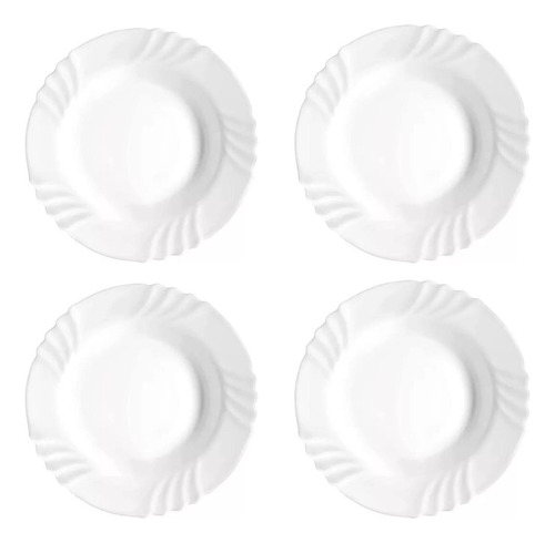 Set X 4 Platos Playo Vidrio Templado Petalo 25 Cm Cocina 