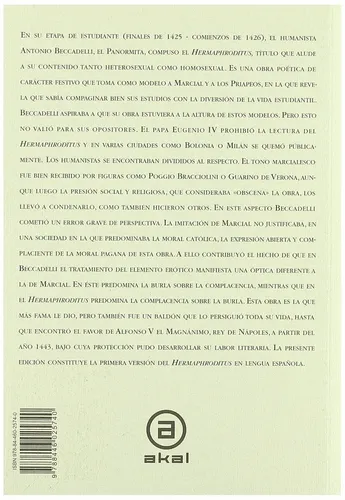 Antonio Beccadelli El Panormita El Hermafrodito Akal
