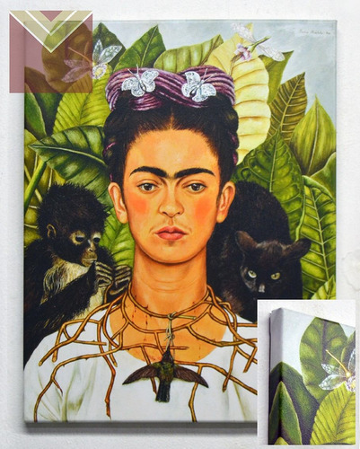 Cuadro Canvas En Bastidor Frida Kahlo Autorretrato 40x50 Cm
