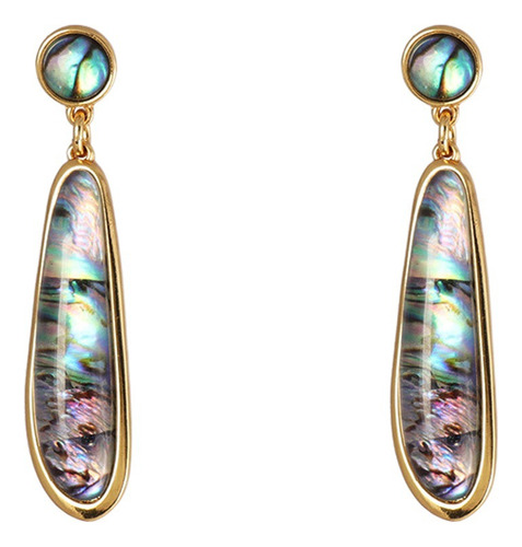 Elegantes Pendientes Largos De Concha De Abulón Para Mujer C