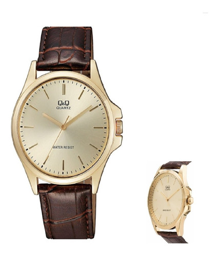 Reloj Analogo Qyq Quartz Hombre Pulso Cuero Resistente Agua