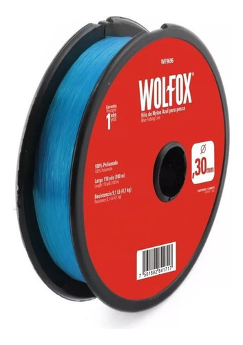 Hilo De Pescar Nylon 0.35mm Azul 100m Wolfox Wf9697