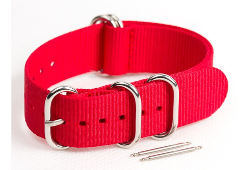 Imagem 1 de 5 de Pulseira Relógio Nato Zulu Nylon 20mm Vermelho 5 Anéis