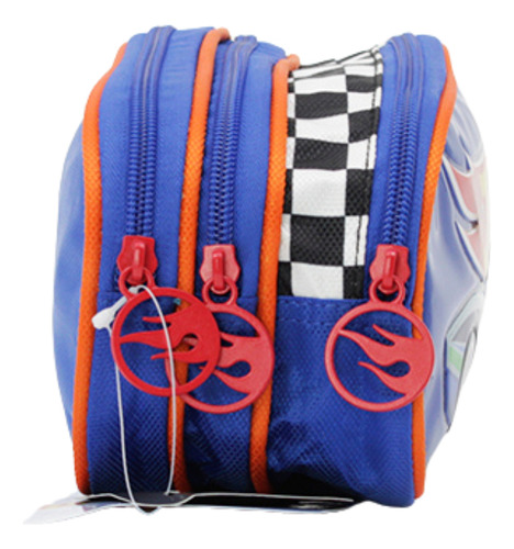 Lapicera Estuchera Escolar Triple Compartimento Turbo Racer Azul Lisa