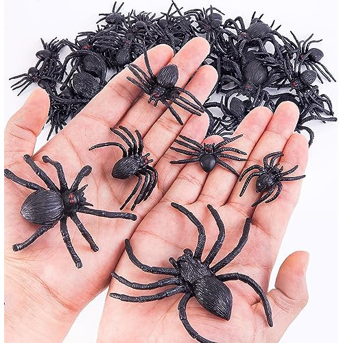 60 Pieces Realistic Plastic Spiders Black Fake Spider T...