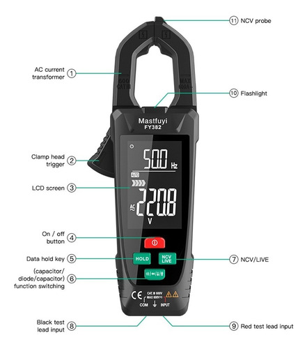 Pinzas Inteligentes Mastfuyi Fy382 True Rms 9999 Recuentos