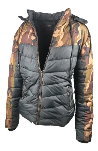 Jaqueta Camuflada Capuz Remov vel Forro Peluciado E Fone
