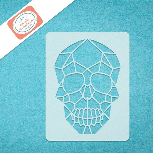 Stencil Calavera Geométrica04 Plantilla Decorativa Reusable 