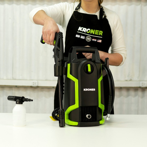 Hidrolavadora Kroner 1400 W Auto Stop 105 Bar Acc + Esponja Color Negro/Verde Frecuencia 50 Hz