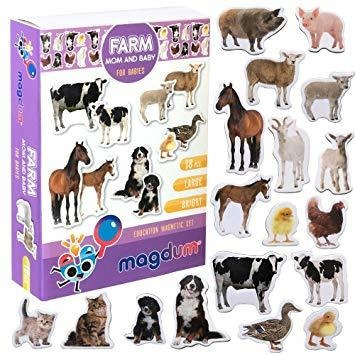 Magdum Mom Baby Farm Photo Animal Magnets For Kids -real Lar