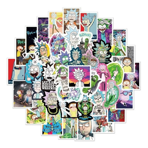 Pack 50 Sticker Impermeables [rick And Morty]