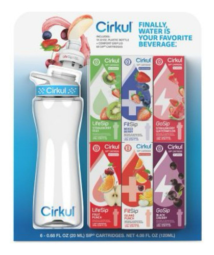 Cirkul-kit Basico, Botella Plastico 22-oz. C/6 Dif Sabores 