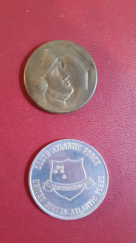 2 Medallas Antiguas Escuela Militar Y Unitas Lote, Ne008