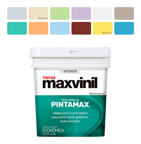 Tinta Anti Mofo Econômica Lavável Pintamax Maxvinil 3,6l