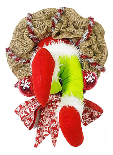 Corona De Felpa Navideña Grinch Para Decoración De Puerta