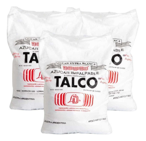 Azúcar Dewey Fraccionada Talco X 10kg - Cotillón Waf