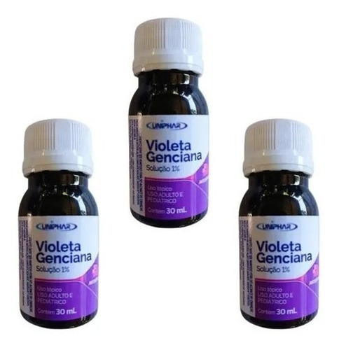 Kit Com 3 Violeta Genciana Solução 1%  30ml Cada Uniphar