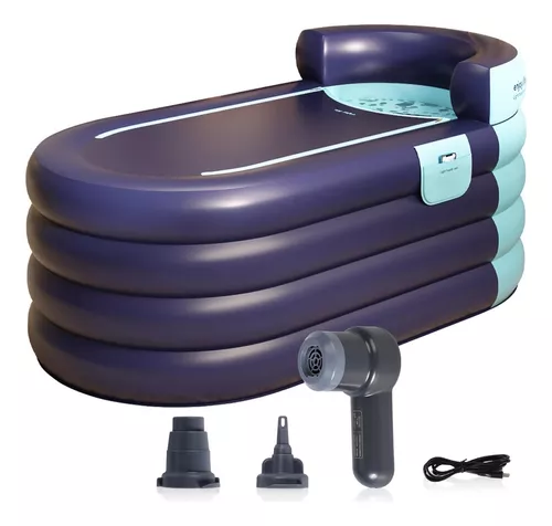 Bañera inflable para adultos con bomba de aire eléctrica, bañera plegable  portátil para interiores o exteriores, bañera inflable independiente con