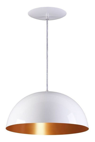 Luminária gaiola led de teto Rei da Iluminação Meia Lua 34 cor branco-texturado/cobre 110V/220V