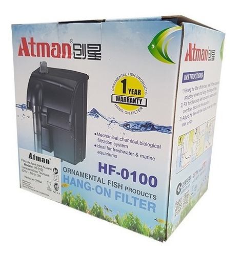 Atman Filtro Cascada Hf 0100 100 L/h Acuario Pecera