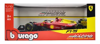 Formula Racing C Sainz 55 F1-75 Escala 1:18 Burago Color Rojo