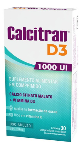 Kit Calcitran D3 1000ui Com 2 Caixas De 30 Comprimidos Cada