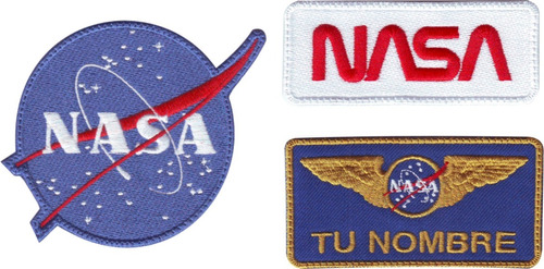 Nasa Paquete 3 Parches Bordados Logos Y Gafete Con V-lcro