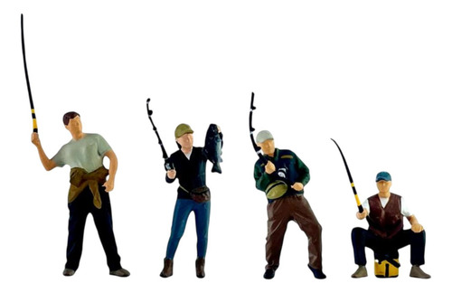 4pcs 1/64 Pescando Hombres Y Mujeres Resina En Miniatura