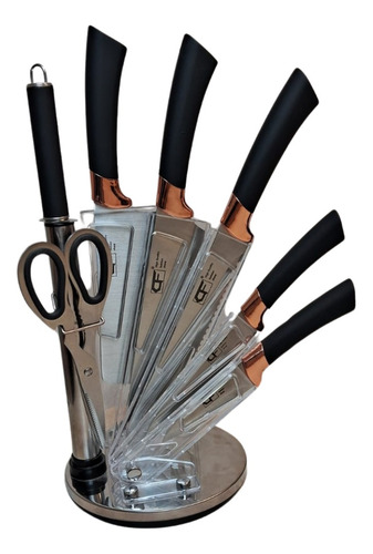 Set De Cuchillos 7 Piezas Acero Inox Cocina Chef + Soporte