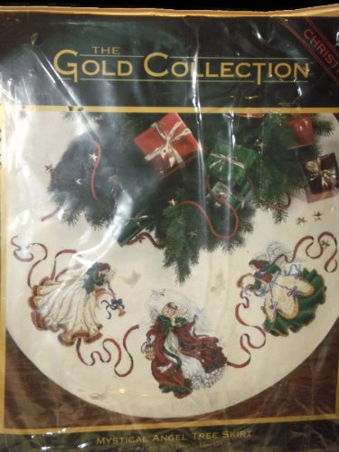 Arbol Navidad Punto Cruz Diseño Falda Angel Gold Collection