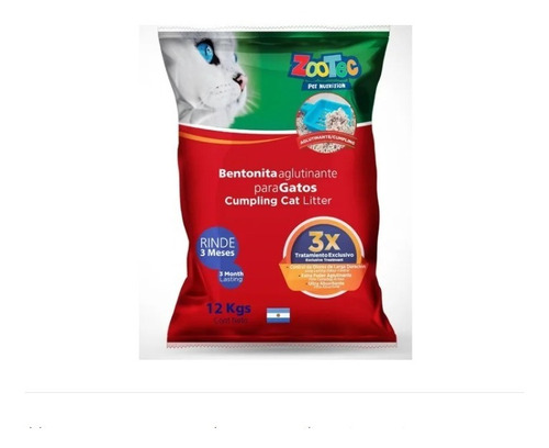 Piedra Arena Aglutinante Zootec Para Gatos 12 Kg 