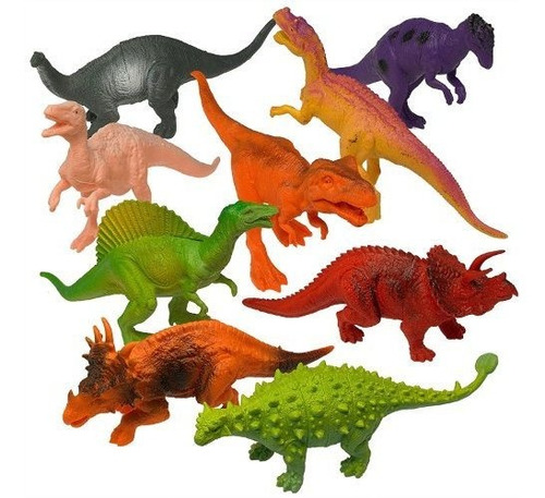 Set De 12 Figuras De Dinosaurios Surtidos Grandes De 7''