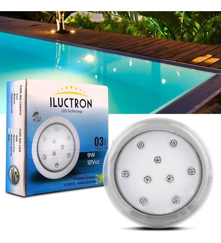 Luminária Led Iluctron Azul Piscina 990 Lúmens 12v 9w