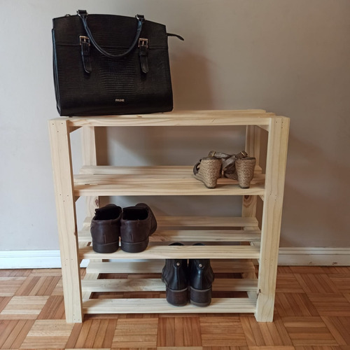 Imagen 2 de 3 de Mueble Macetero Exhibidor Organizador De Pino - 4 Estantes