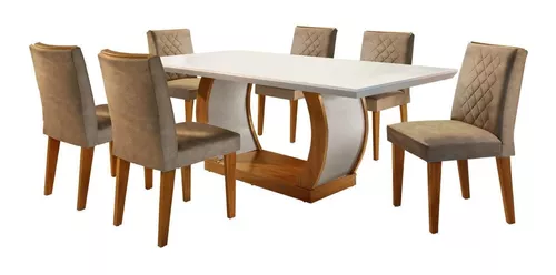 Conjunto Sala de Jantar Mesa e 6 Cadeiras Kate Espresso Móveis