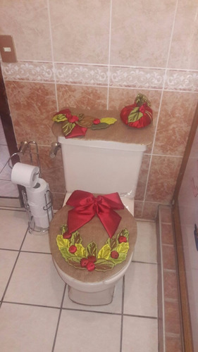 Juego De Baño Navideño Hojas Otoño En Fieltro Navidad