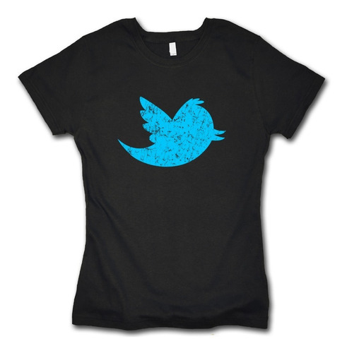 Twitter Playera Vintage Logo Redes Sociales Geek Para Mujer