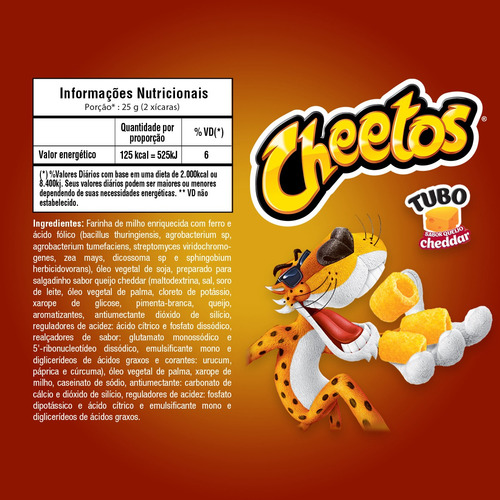 Salgadinho Sabor Queijo Cheddar Elma Chips Cheetos Tubo 45g