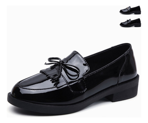 Zapatos Mujer Negro Charol Escolar Niñas Casual Transpir [u]