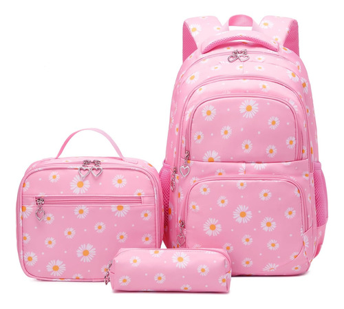 Kit Escolar- Mochila Acolchada Y Lunchera Zhanao Rosa