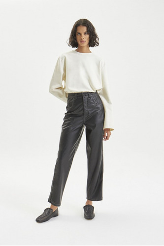 Pantalon Straight Crop Antibes Negro. Maria Cher