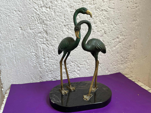 Figuras Flamingos Bronce Antiguas