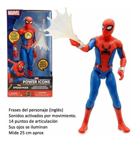 Spiderman Disney Store Muñeco Parlante Inglés Marvel 