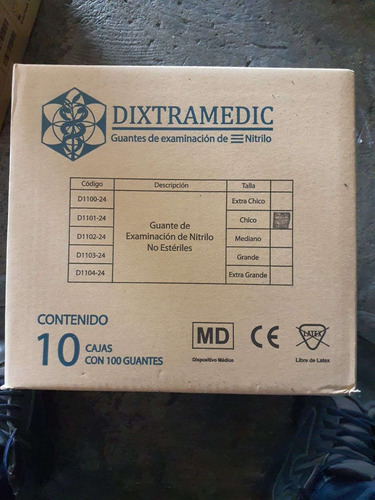 Guantes De Nítrilo, Dixtramedic, Caja Con 100, Texturizados Azul Hospitalario Ch