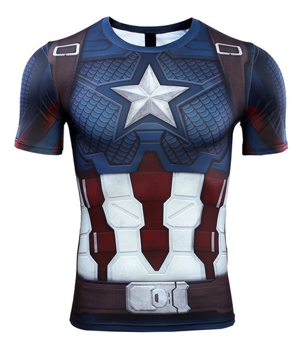 Playera De Compresión Para Hombre Capitán América Impreso 3