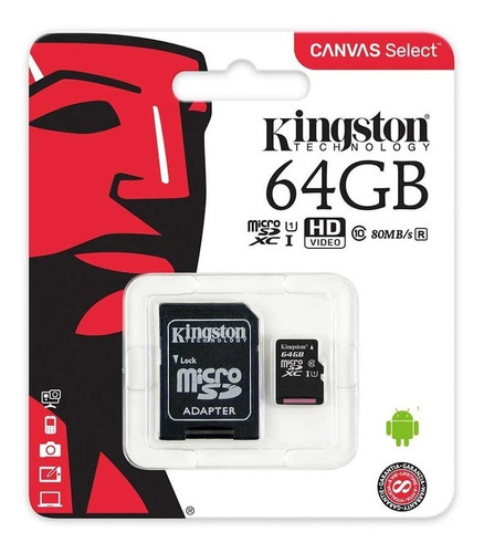 Memoria Micro Sd Kingston 64gb Clase 10 80mb Itelsistem