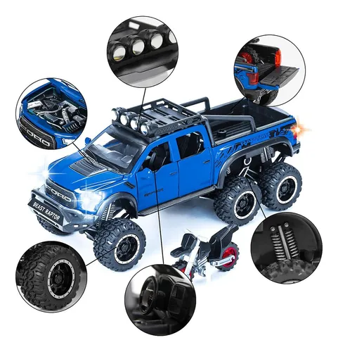 Camion De Juguete Ranfly Modelo F150, De Metal, Con Moto Ab