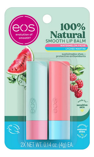 Eos Bálsamo Labial Patilla Lychee Karité 100% Natural X 2